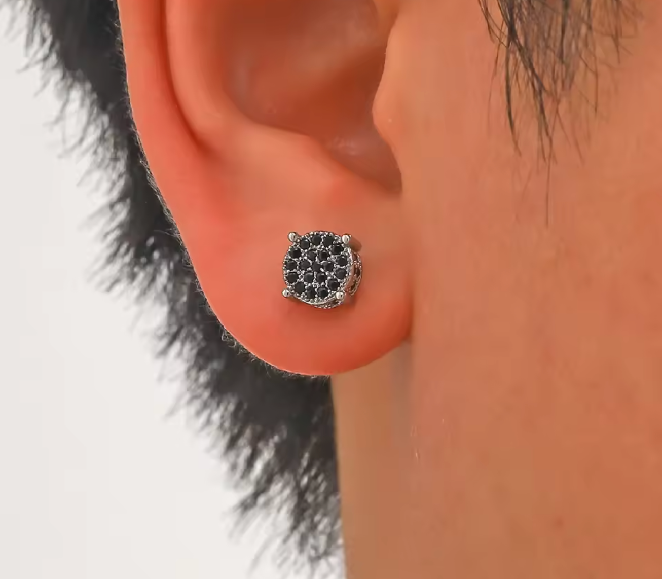 Gold & Silver Round Zircon Stud Earrings for Men & Women
