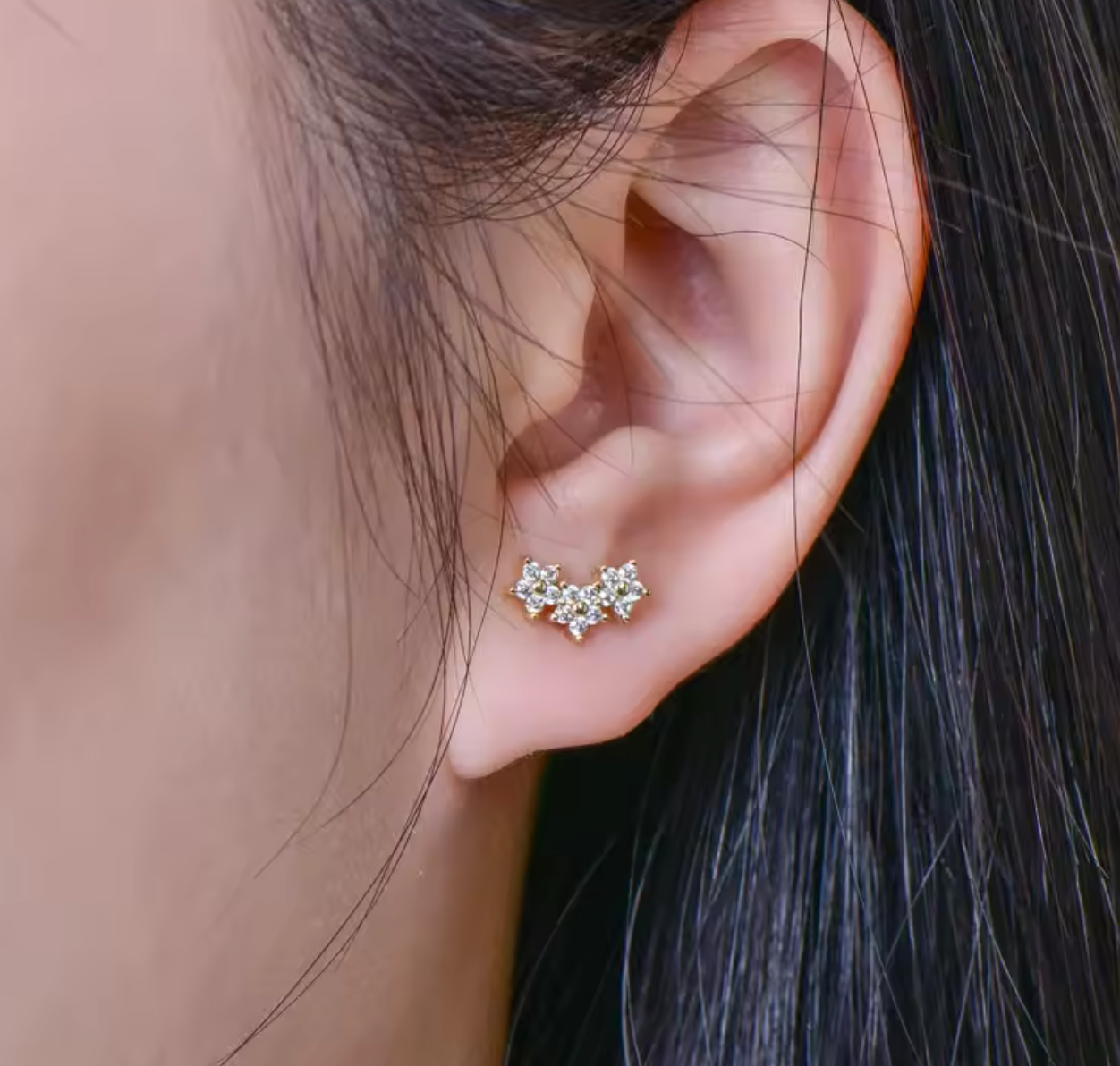 Certified Moissanite Flower Stud Earrings for Women