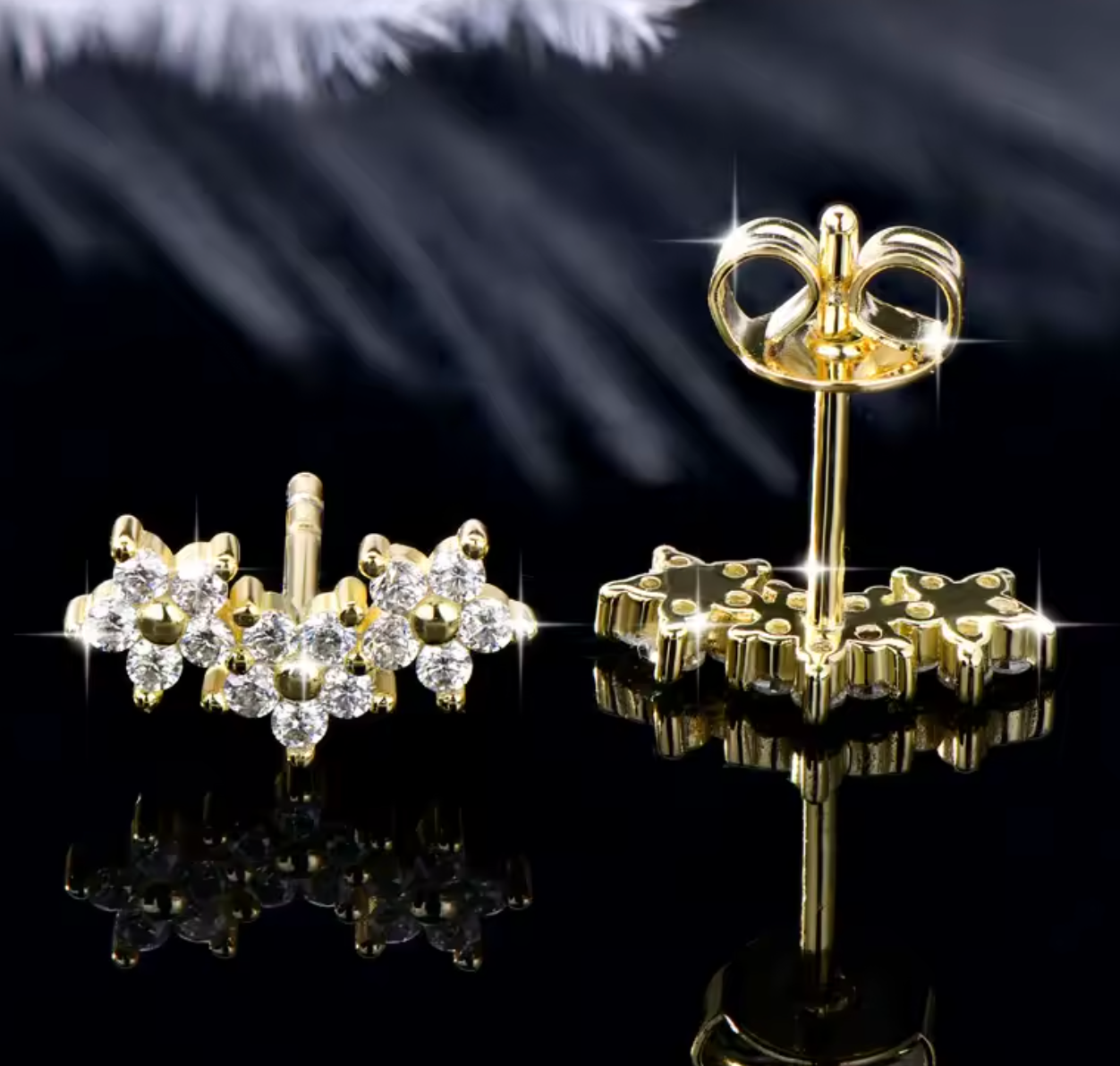 Certified Moissanite Flower Stud Earrings for Women