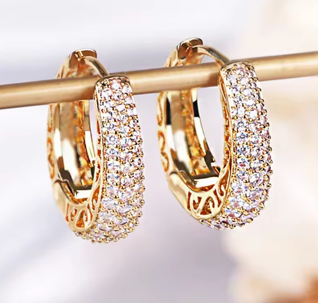 Shiny Full Zircon Hoop Earrings for Women