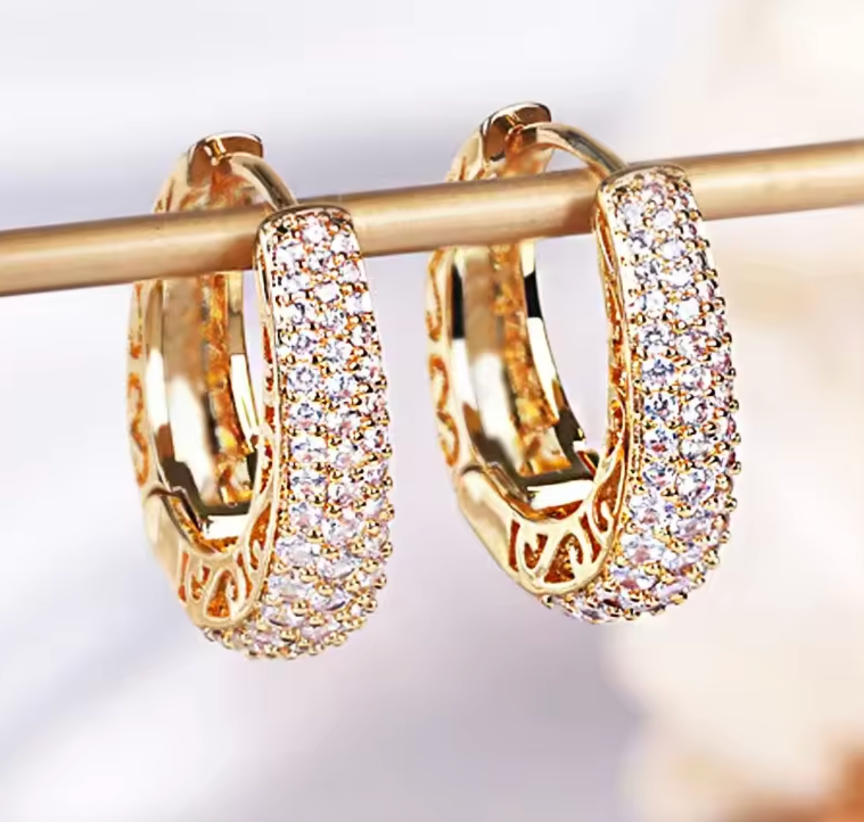 Shiny Full Zircon Hoop Earrings for Women