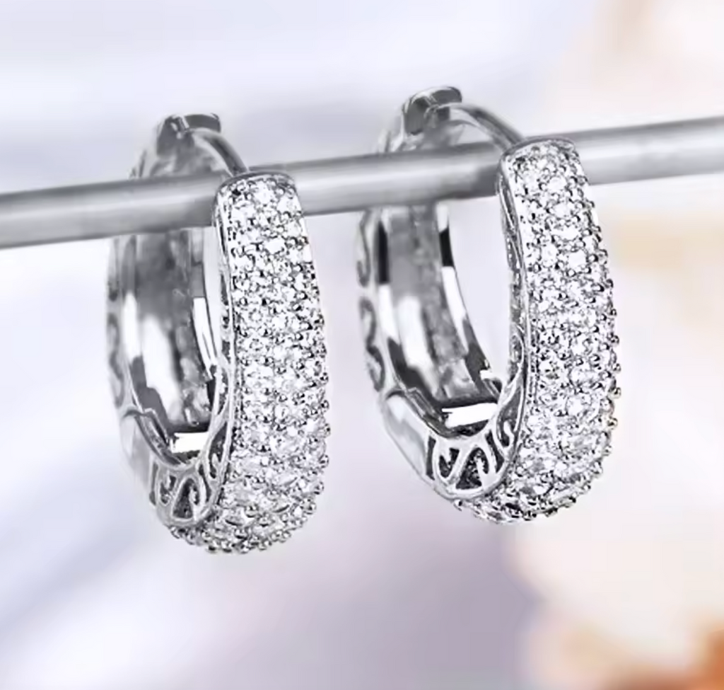 Shiny Full Zircon Hoop Earrings for Women