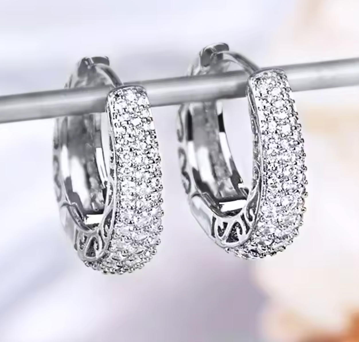 Shiny Full Zircon Hoop Earrings for Women