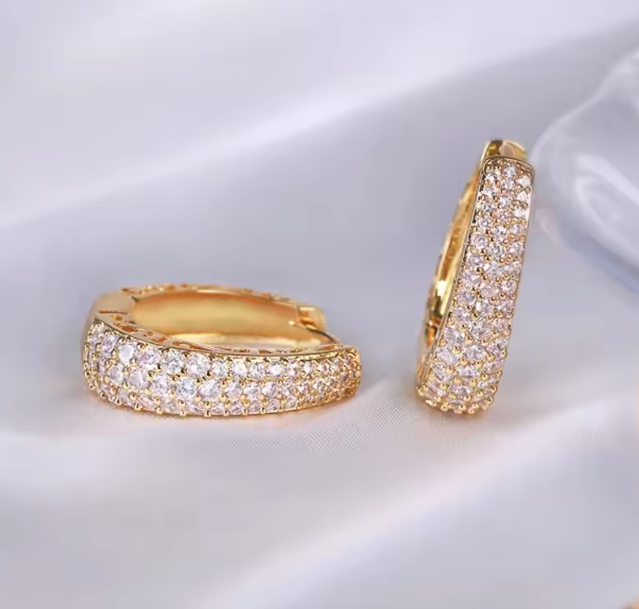 Shiny Full Zircon Hoop Earrings for Women