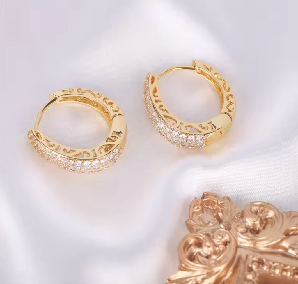 Shiny Full Zircon Hoop Earrings for Women