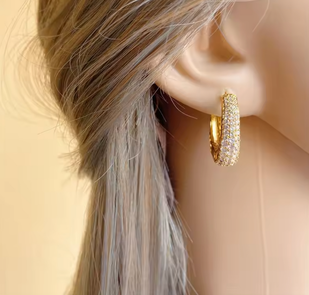 Shiny Full Zircon Hoop Earrings for Women