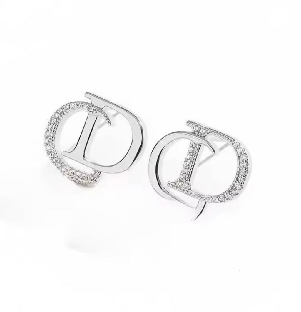 CD Letter Stud Earrings for Women