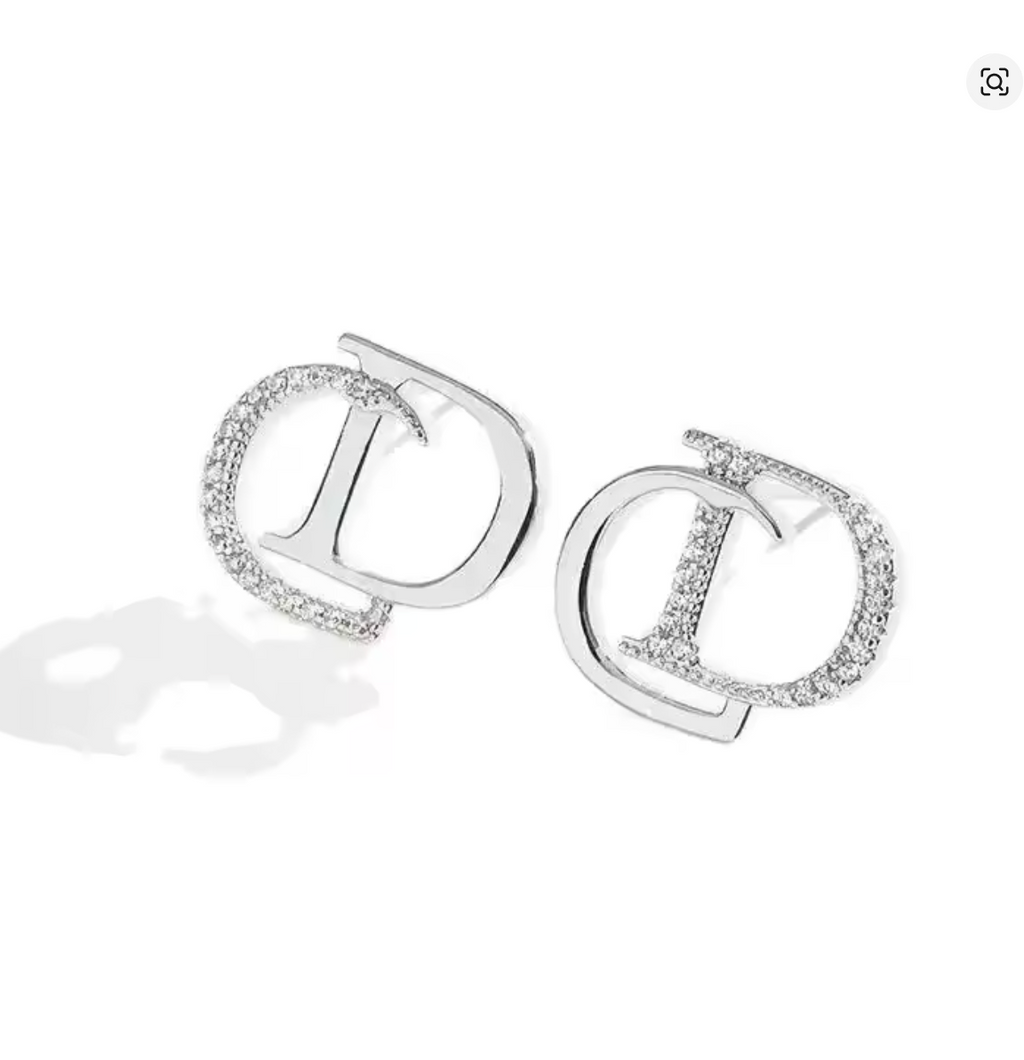 CD Letter Stud Earrings for Women
