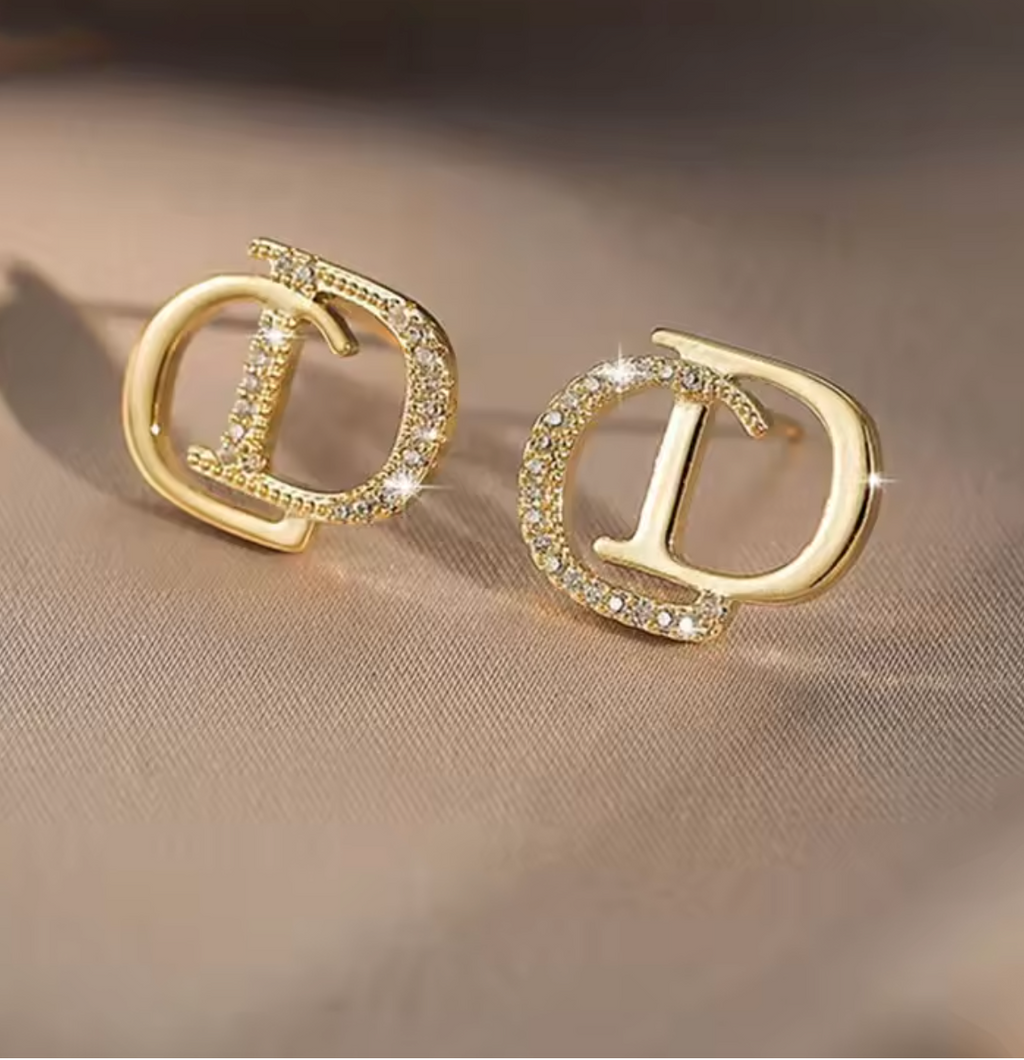 CD Letter Stud Earrings for Women