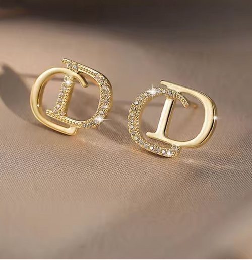 CD Letter Stud Earrings for Women