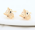 18K Gold Color Brass Leopard Shape Stud Earrings with Zircon
