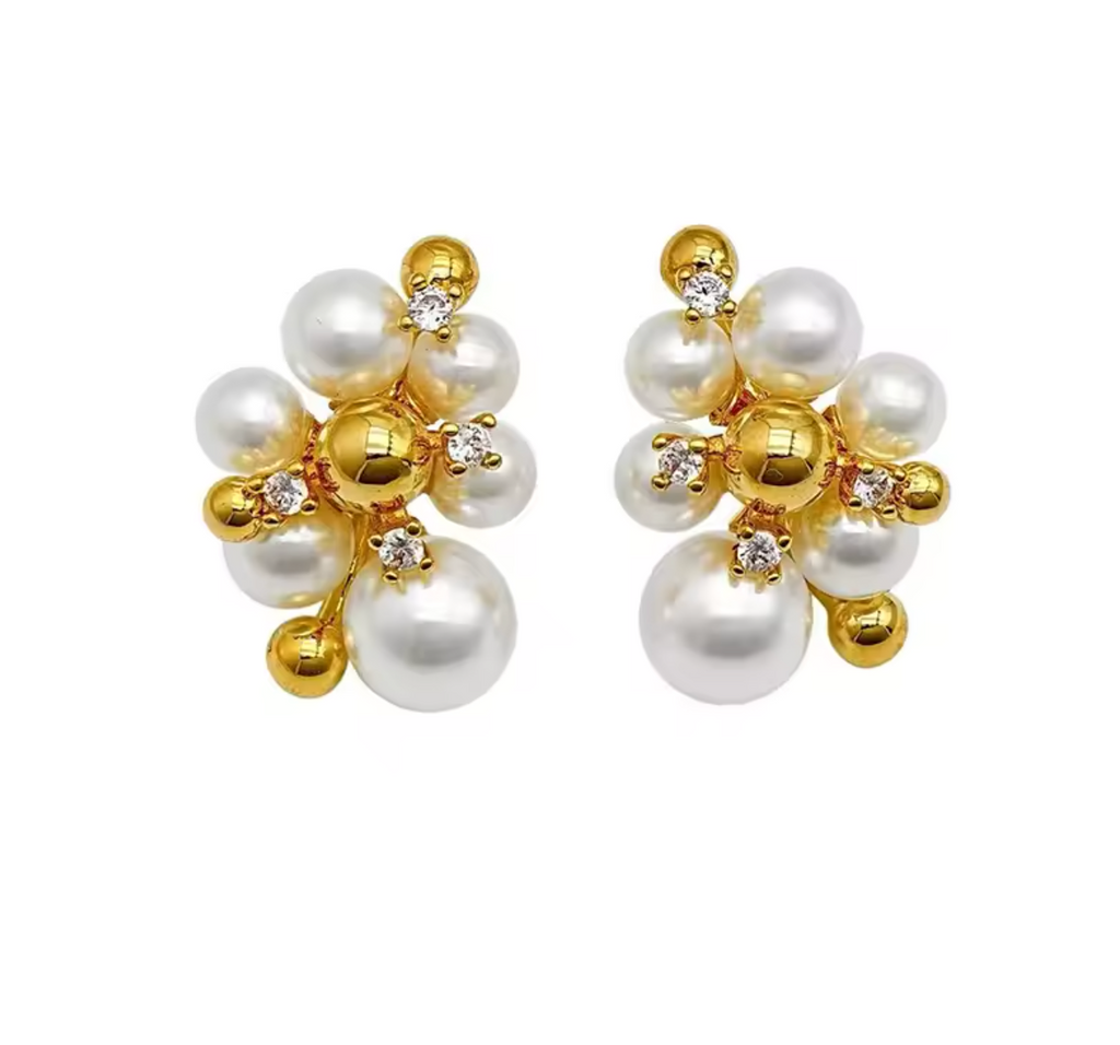 Elegant Romantic Artificial Pearl & Micro-Inlaid Zircon Earrings