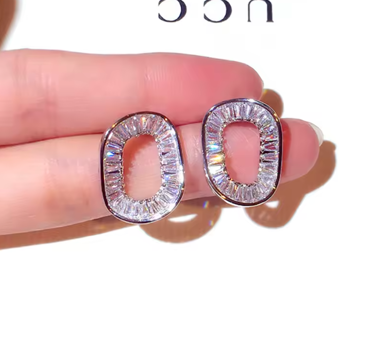 Super Shining Cubic Zircon Square Stud Earrings for Women
