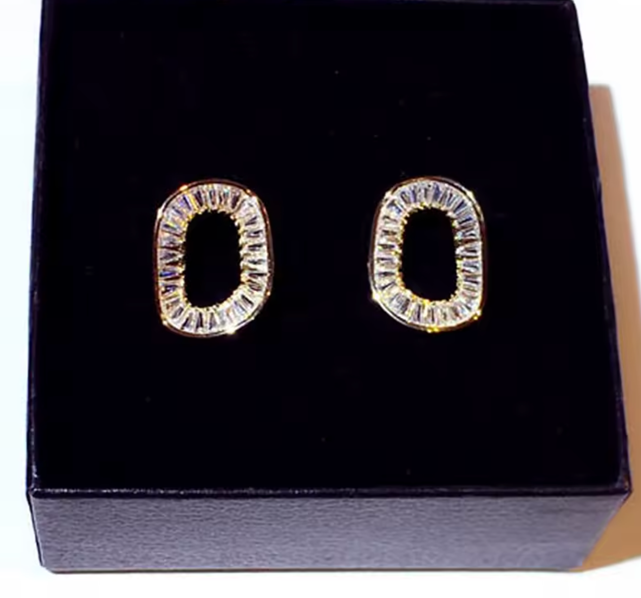 Super Shining Cubic Zircon Square Stud Earrings for Women