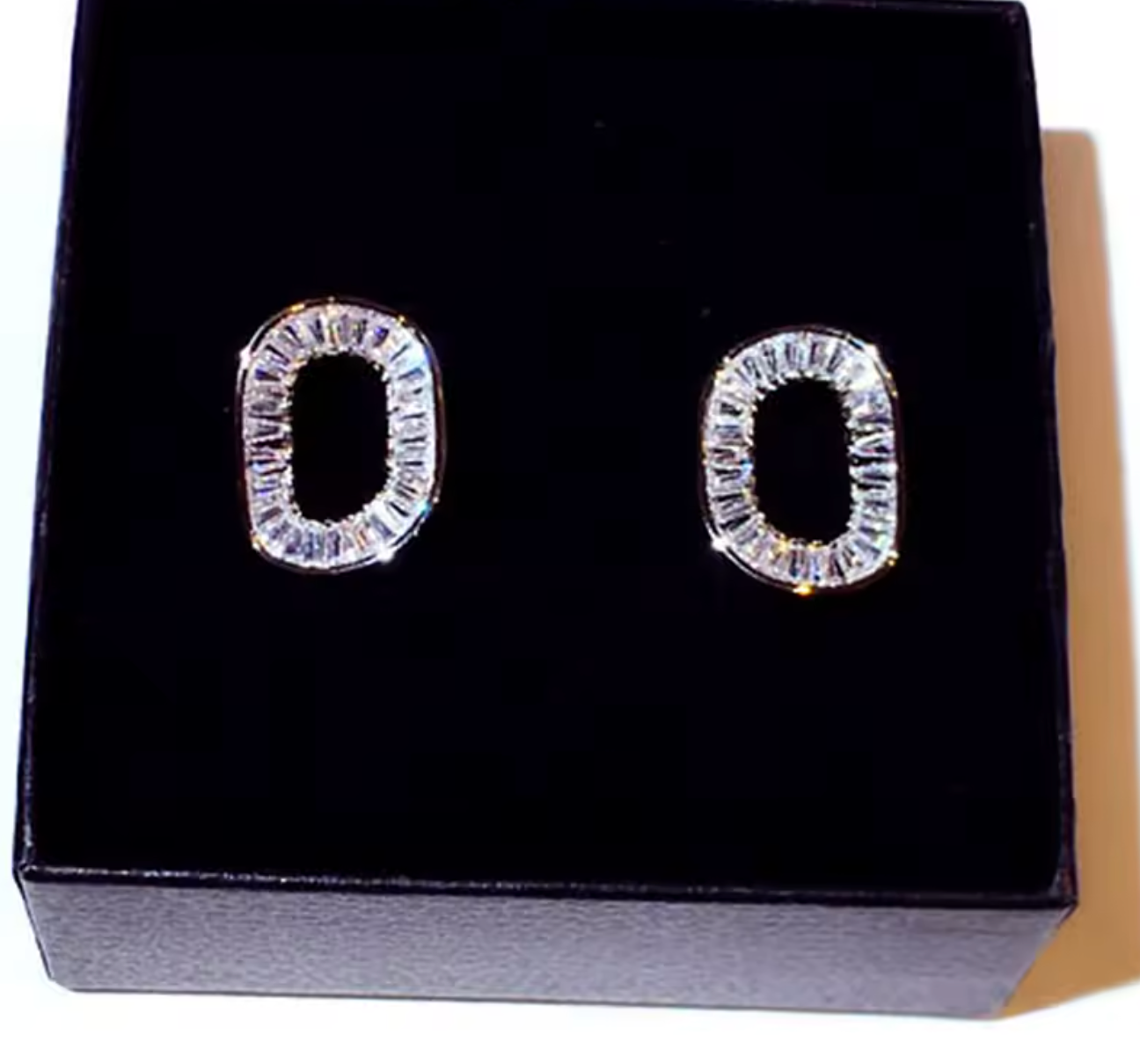Super Shining Cubic Zircon Square Stud Earrings for Women