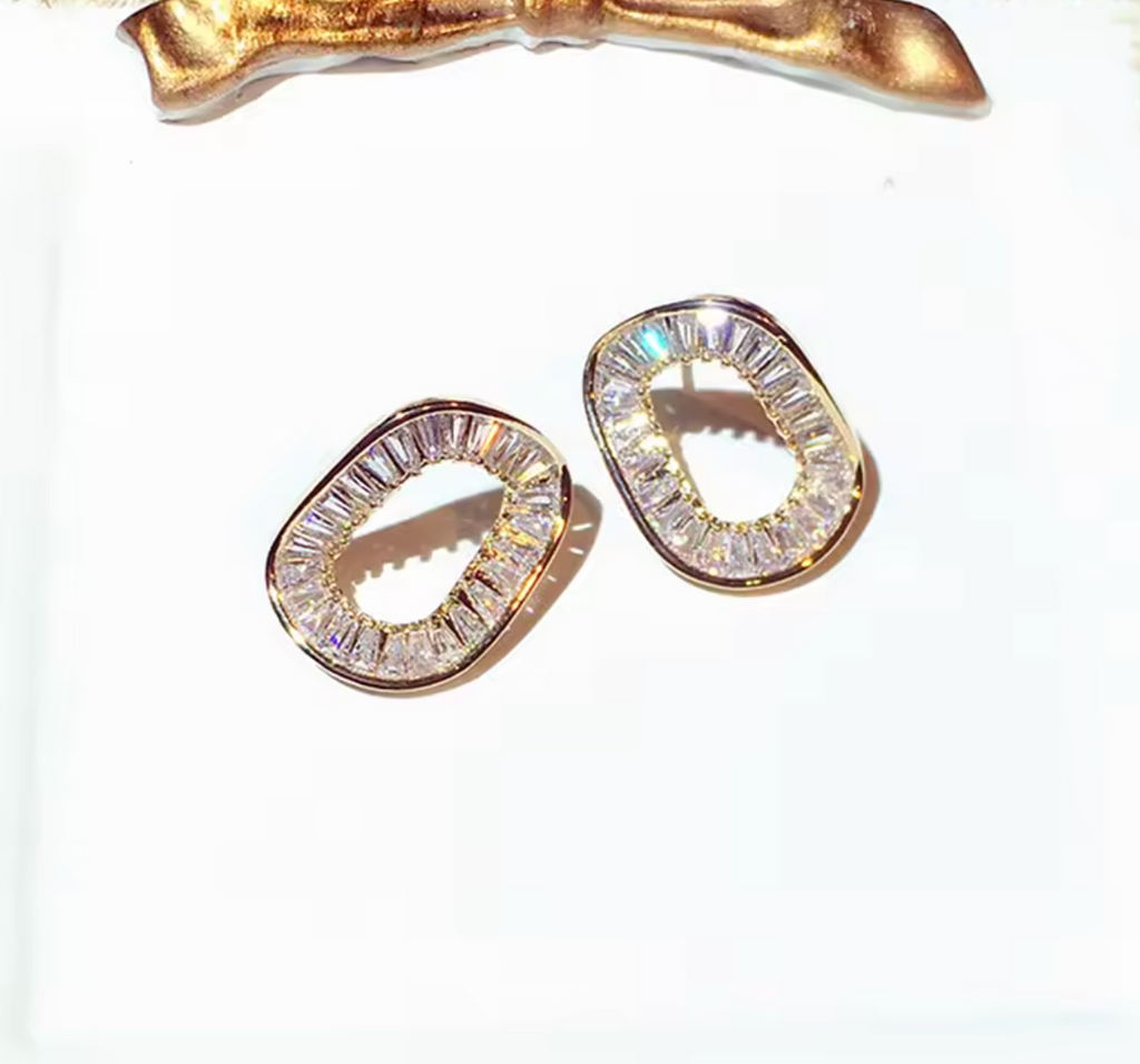 Super Shining Cubic Zircon Square Stud Earrings for Women