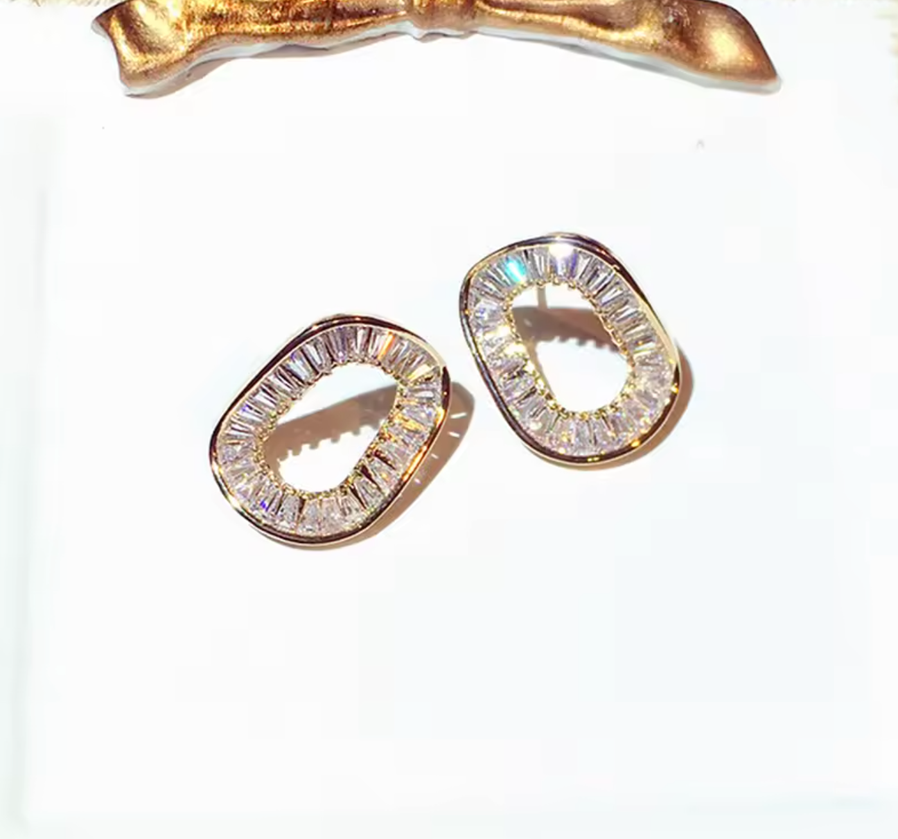 Super Shining Cubic Zircon Square Stud Earrings for Women