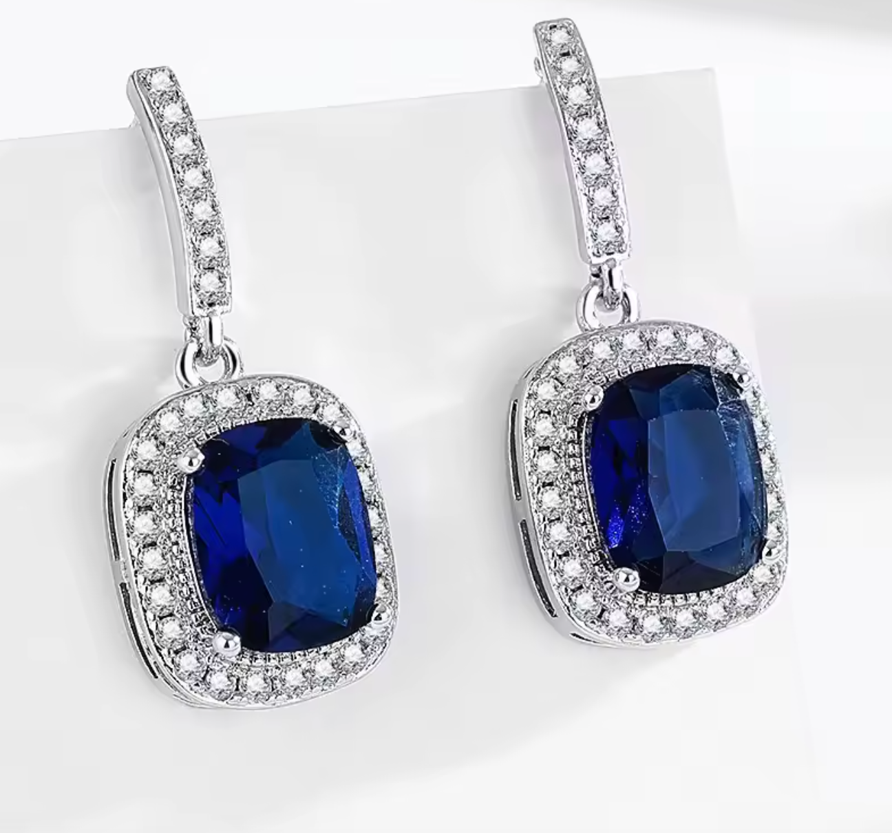925 Silver Sapphire Zircon Gemstone Earrings for Women