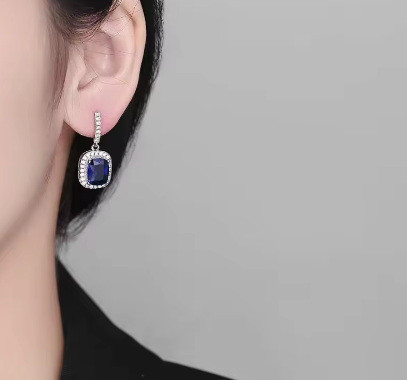 925 Silver Sapphire Zircon Gemstone Earrings for Women