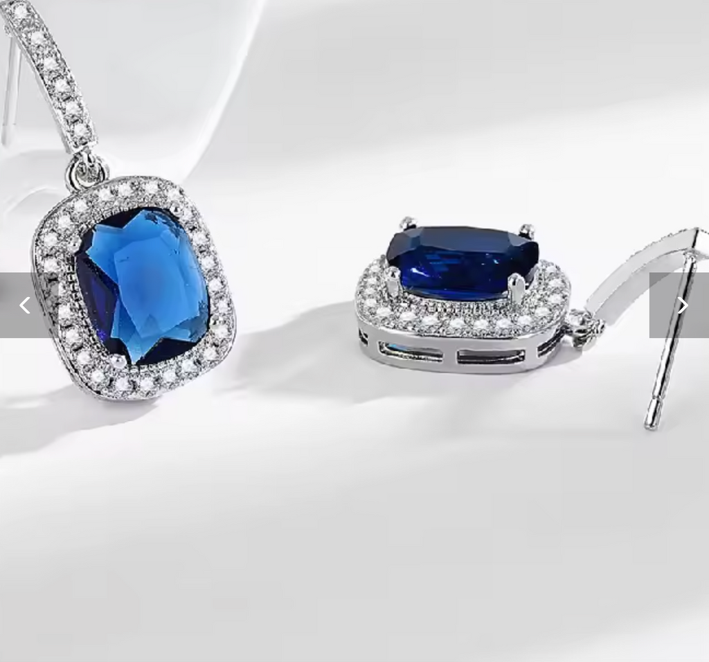 925 Silver Sapphire Zircon Gemstone Earrings for Women