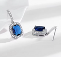 925 Silver Sapphire Zircon Gemstone Earrings for Women